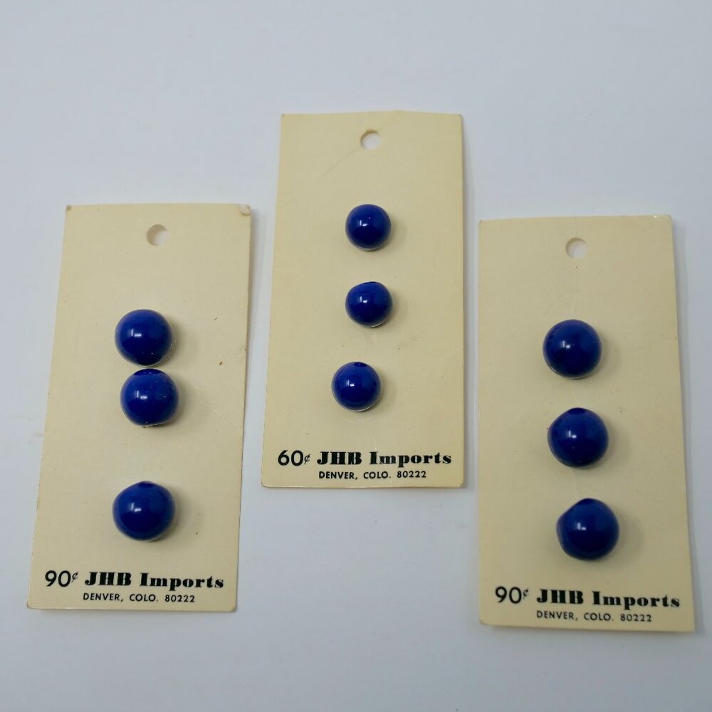3 Cards of Vintage JHB Imports Round Dome Purple Buttons 9 Total